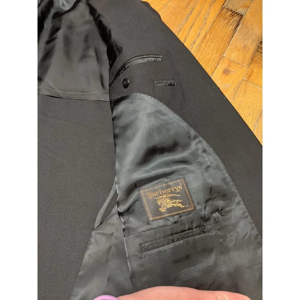 Vintage Burberry Double Brest Blazer Jacket Men's Sport Coat Black